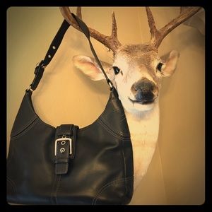 Coach Black Leather Purse with Buckle